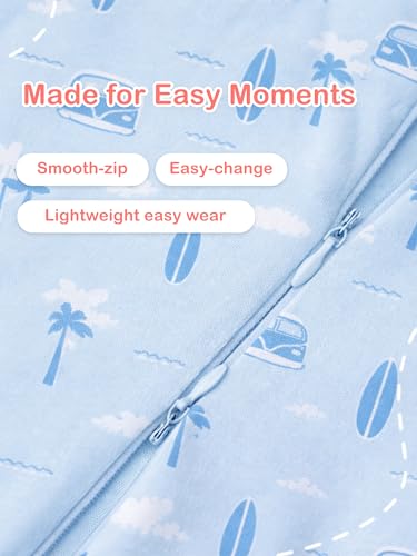 Image of Kidbea Organic Cotton Unisex Baby Romper Soft Breathable Full Sleeve Zipper Footed Bodysuit for Newborn & Infant Kids Sleepwear