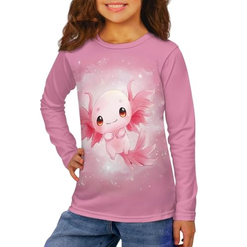 Image of Girls Long Sleeve Shirts Casual Crewneck Soft T-shirts for Girls 3-16 Years Old