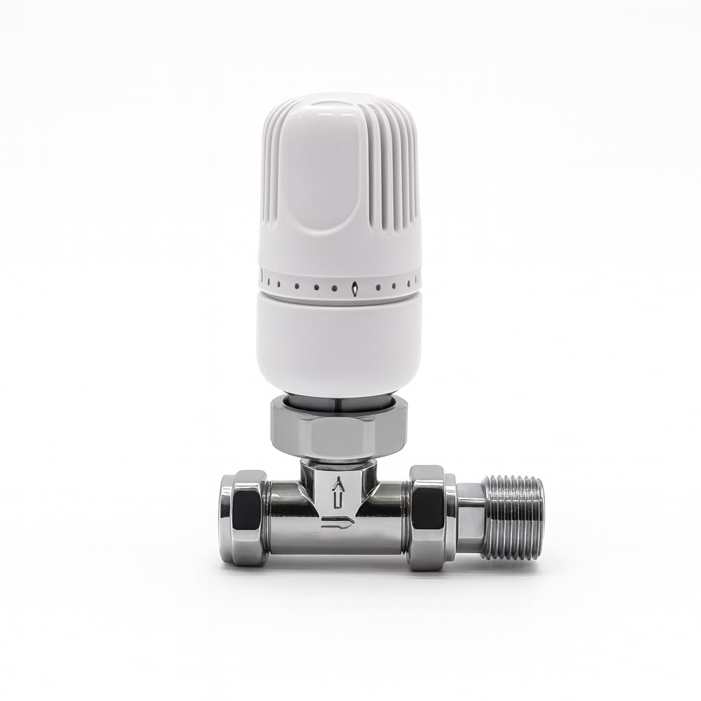 Xcel Home Silver 15Mm Straight Westherm Classic Thermostatic Radiator Valve (Trv) - Single - White