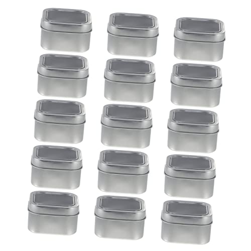 Homoyoyo Candle Making Diy Storage 15pcs 4oz Square Tin Containers Window Lids Tin Can Jars Lids