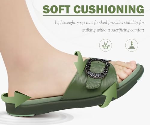 Image of COFACE Womens Dressy Orthotic Slides Lightweight Yoga Mat Thick Cushion Recovery Walking Sandals Adjustable Slip On Slippers with Comfortable Plantar Fasciitis Arch Support