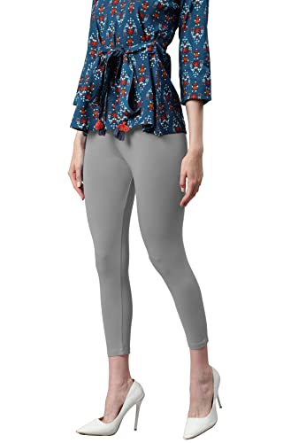 Image of Janasya Women's Grey Viscose Lycra Legging