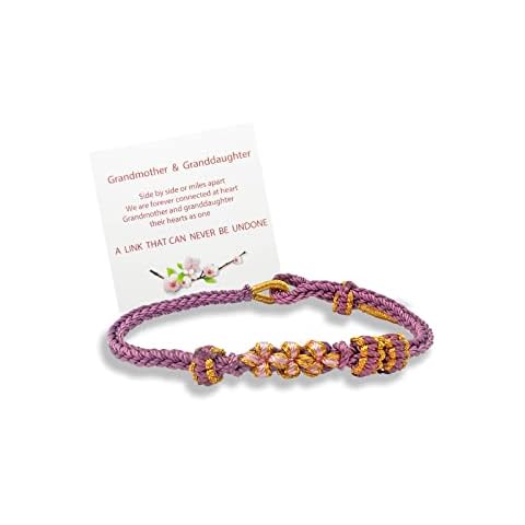 CJIAYUJEW to My Granddaughter ''A Link That Can Never Be Undone'' Peach Blossom Bracelet,Adjustable Braided Granddaughter Bracelet from Grandma (D-PURPLE, 5.5in-7.48in) Cover