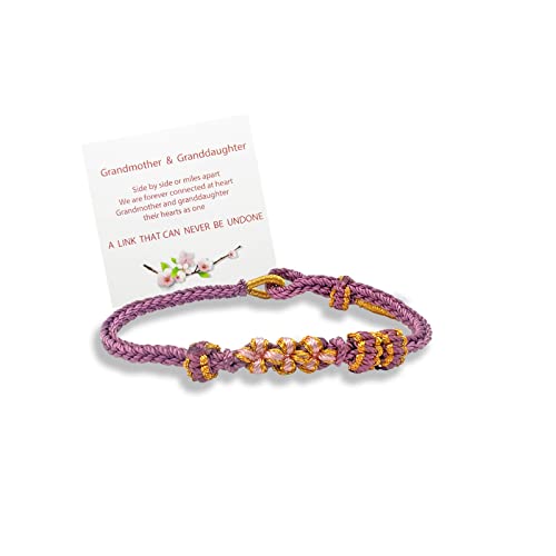 CJIAYUJEW to My Granddaughter ''A Link That Can Never Be Undone'' Peach Blossom Bracelet,Adjustable Braided Granddaughter Bracelet from Grandma