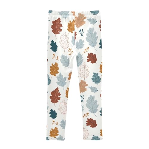 Red Blue and Orange Maple Leaves Pattern Girls Leggings Soft Stretch Workout Yoga Dance Pants for Kids Casual Tights2