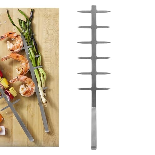 Duroecsain Brochetas de barbacoa, palitos de pinchos de pincho,Palitos de pinchos de barbacoa de acero inoxidable - Brochetas reutilizables para parrilla