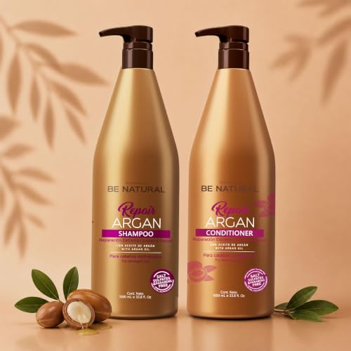 PLACENTA LIFE BE NATURAL REPAIR ARGAN – Nourishing Shampoo with Argan Oil for Damaged & Frizzy Hair, Softness & Shine (1 L / 33.81 fl oz) image 5
