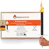 🇩🇪 DEUTSCHE QUALITÄT- Unsere Premium Fackeln werden in Deutschland mit natürlichen Rohstoffen, ohne Chemikalien und aus FSC zertifiziertem Holz hergestellt. Zur Sicherheit werden 10 extra große Handschutzteller als Tropfenfänger mit einem Durchmesser von 15 cm mitgeliefert!