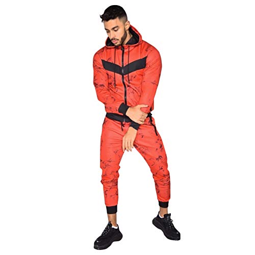 FORUU 2 Pieces Long Sleeve Outfits Sweatsuit for Men's Autumn Winter Pocket Sweatshirt Top Pants Sets Sports Suit Tracksuit 2021 Sport Set New Casual Fashion Comfy Sets Sports Suit