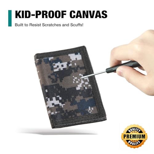 Image of Kids Wallets for Boys & Girls, Toddler to Teen with Magic Sticker, RFID Nylon /Canvas Wallet with Coin Pocket