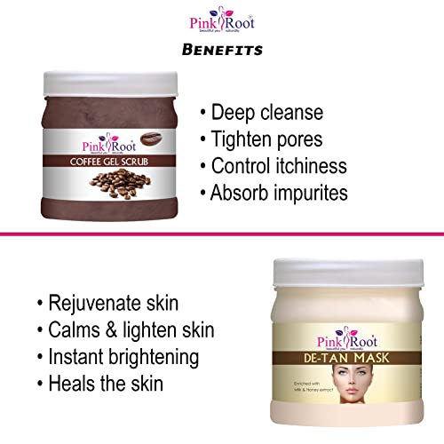 Image of Pink Root Coffee Gel Scrub 500gm with De-Tan Mask 500gm