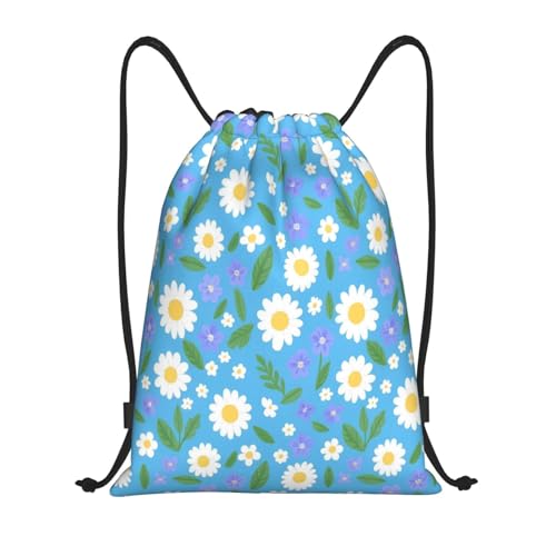 Daisies Blue Green Drawstring Backpack Bags Gym Sport Sack Drawstring Bag For Sport Camp Travel Dance