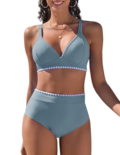 Vijamiy Bikini Damen Set V Ausschnitt Zweiteiliger Push Up Bikinis...