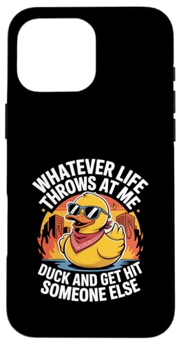 Funny Duck Whatever Life Throws Me ����Ȍ��t �X�}�z�P�[�X iPhone 16 Pro Max �p