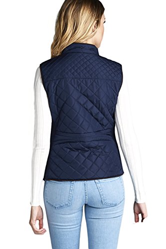 Active USA Quilted Padding Vest with Suede Piping Details Sizes from S to 3XL (Dark Navy-Large)