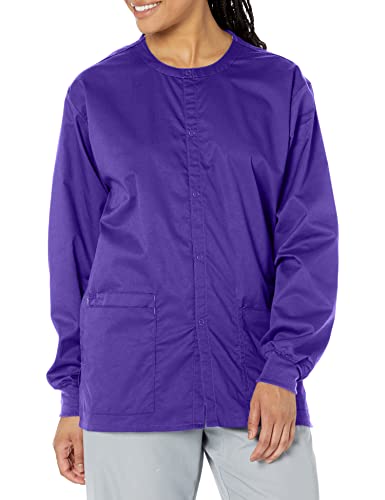 WonderWink Womens Snap Front Medical Scrubs Jacket, Grape, XX-Large US