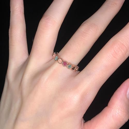 Women's Rings for Wedding Simulated Birthstones Mothers Rings Open Adjustable Finger Ring Dainty Rainbow Gold Rings Summer Jewelry2
