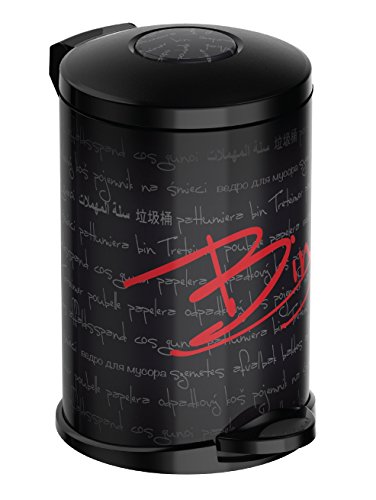 Meliconi Pattumiera a Pedale 14 lt Modello Opera, lamiera Verniciata Decoro Typo e Secchio in plastica. Made in Italy.