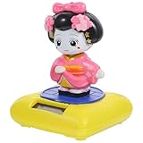 GOOHOCHY ソーラー動作小型着物人形スタンド式ダンス飾り車内装飾 卓上装飾にでリアルな製振動フィギュア