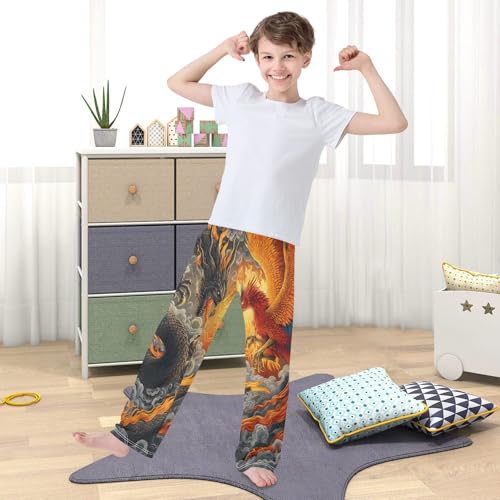 Pajama Pants Dragon Phoenix Delicate Pattern Long Sleep Pants Lounge Bottoms3