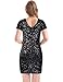 MANER Women's Sequin Glitter Short Sleeve Dress Sexy V Neck Mini Party Club Bodycon Dresses (M/US 8-10, Black)