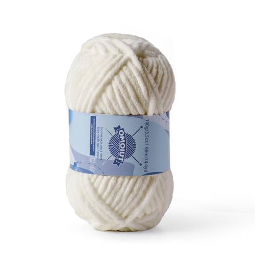 Image of Chunky Chenille Yarn for Crocheting, Baby Yarn for Crocheting Soft Blankets, Bulky Yarns for Crochet Amigurumi, 100g (74.3yds) Fluffy Velvet Yarns for Hand Knitting (Light Khaki)