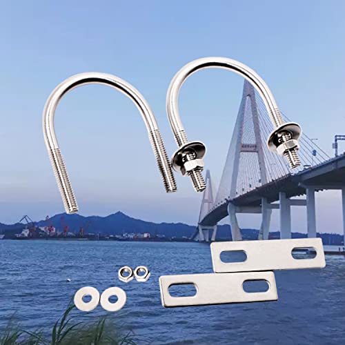 Image of Round U-Bolts 42mm 1-1 /2 M6 Inner Width 304 Stainless Steel Self-Locking Nylon Insert Hex Nuts Flat Washers Lock Plate for Car /Motorhome /Sailing Trailer Replacement Part and Accessorie 4Pcs
