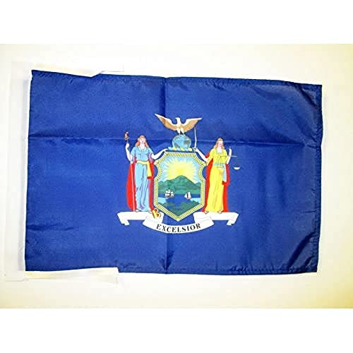 AZ FLAG - Drapeau New York - 45x30 cm - Pavillon New Yorkais - Etat Américain - Usa - Etats-Unis 100% Polyester Avec Deux Cordelettes - 20g