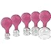 Produktbild pulox Schröpfglas aus Echtglas 5er-Set inkl. Saugball 25 mm, 32 mm, 40 mm, 52 mm & 62 mm, Pink