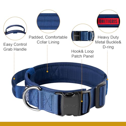 OneTigris Tactical Dog Collars with Handle,Military Dog Collar for Large Dog,Adjustable Nylon Collar German shepherd Collar with Heavy Duty Metal Buckle for Dog Training and Walking (M - Image 3