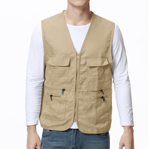 Men's Fishing Vest Zip Up Utility Safari Travel Vest Multi Pockets Outdoor Lightweight Work Photo Cargo Summer Vests2