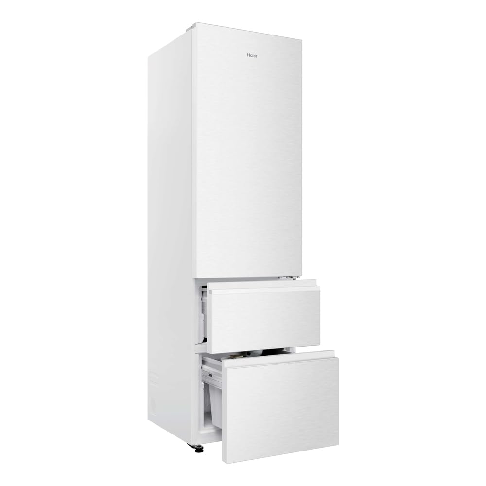 Haier 3D 60 Series HTR3620CNPW - Frigorífico Combi, 414L, Cajones Direct Access, Air Surround, Motor Inverter, Cajón 0º Fresh Zone, Total No Frost, Ancho 59,5 cm, Alto 205 cm, Iluminación LED, Blanco