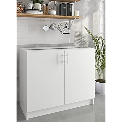 Kitchen Base Cabinet - 1000mm - Base Kitchen Unit by JD Greta - White Cover