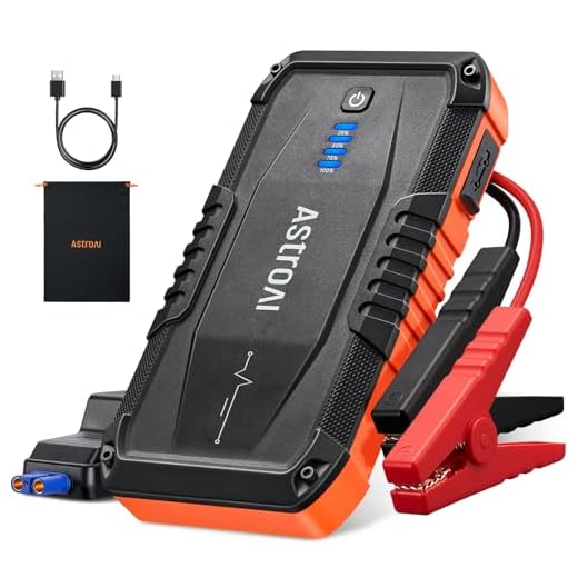 AstroAI S8 Car Battery Jump Starter, Car Jumper Starter Battery Pack for Up to 6.0L Gas & 3.0L Diesel Engines, 12V Portable Jump Box with 3 Modes Flashlight and Jumper Cable (Orange)