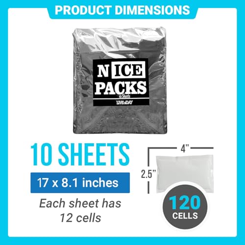 Image of Nice Packs Reusable Dry Ice Packs for Cooler & Lunch Boxes, 120 Cells