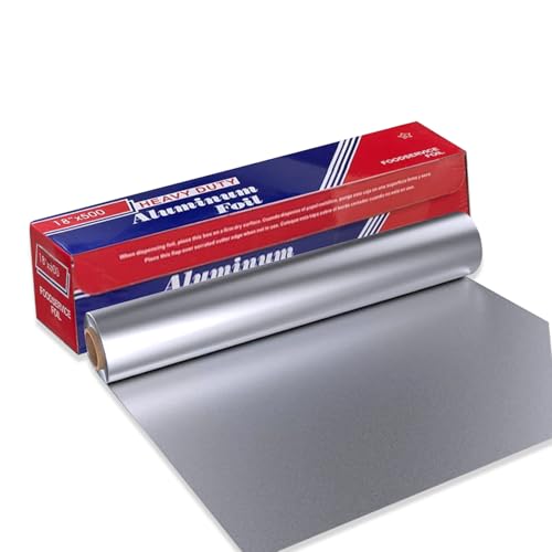 Hash Top 18 x 500 ft Heavy Duty Food Safe Aluminum Foil Roll - Durable and Tear-Resistant for Cooking Grilling and Roasting - Ideal for Restaurants Catering and Professional Kitchens
