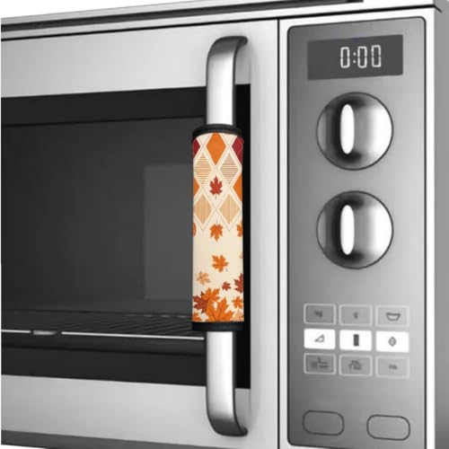 Image of Fall Decor Refrigerator Door Handle Covers Set of 6 Washable Kitchen Appliance Decor Handles Keep Clean Anti-Slip Fridge Accessories Home Decor, Maple Leaf Autumn Beige