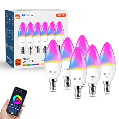 Ohlux WIFI C37 6 Pack E12 Smart Candelabra Led Light Bulbs cover