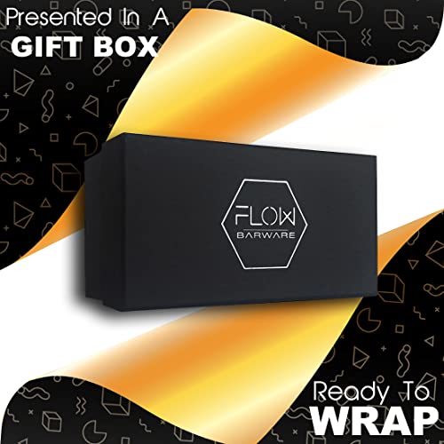 FLOW Barware Classic Whiskey Glasses Set of 2 | Crystal Whisky Glasses Gift Set | Heavy Tumbler Whiskey Glass for Rum, Scotch, Bourbon Gin & Tonic & Negroni Cocktails