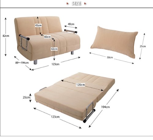 Amazon｜カウチソファベッド 【セミダブルサイズ】 アイボリー｜ソファ