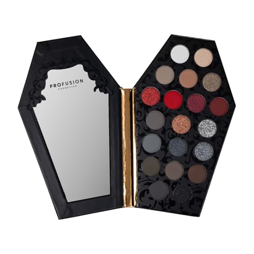 Profusion Cosmetics Vampire Midnight 20 Shade Eyeshadow Palette, Blendable and Richly Pigmented Multi Finish Shades to Achieve Smokey Eye Makeup Looks