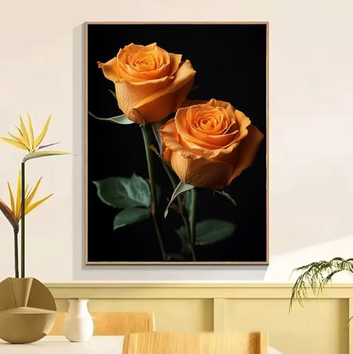 ペイントバイナンバー キット 大人用 花 薔薇、DIY 番号絵画 しわ防止キャンバス、初心者ペイントキット 成人儿童数字?画、アクリルペイント ペイントブラシ、 数字油絵 手工 クラフトアート フレームなし ?意?? ホームデコレーションギフ 70x90c