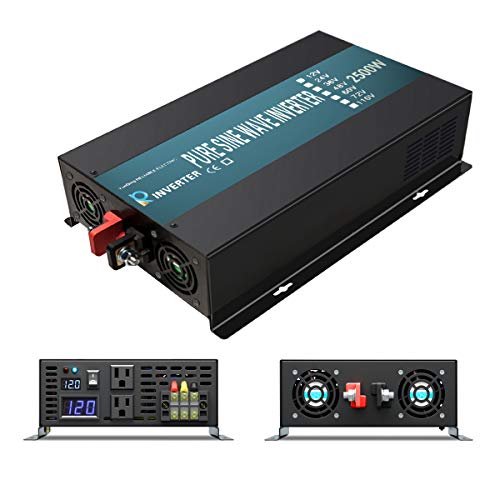 WZRELB 2500 watt 12V Pure Sine Wave Inverter, Automotive Car Power Inverter,Dual 120V AC outlets, DC to AC,Best Back Up Power Supply for RV,Home,Office