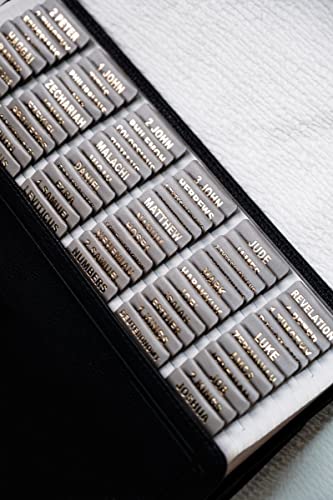 Image of UPAFEXXI-Leather Bible Tabs for Women and Men, Gold Foil Lettering | Large Print Stickers, Easy to Read and Apply, 80 Chapters Labels for Easy Navigation(Cement Grey)