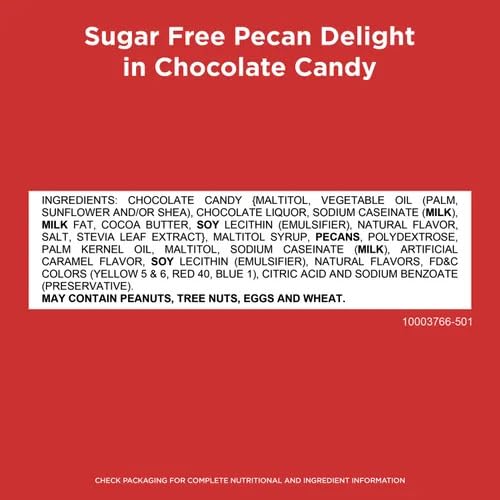 Image of Premium Sugar Free Candy Pecan Delight - 1 lb (16 oz, 32 Pcs) Bulk - Individually Wrapped Zero Sugar Dark Chocolate Car - Diabetic Sugar Free
