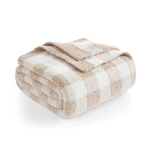 Snuggle Sac Checkered Throw Blanket for Couch, Super Soft Cozy Wa...