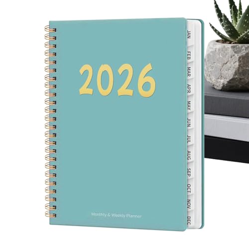 Agenda mensual para el 2026 | Cuaderno anual con encuadernación A para 12, agenda diaria 2026 – para escuela universitaria trabajo estudiantes mujeres profesoras