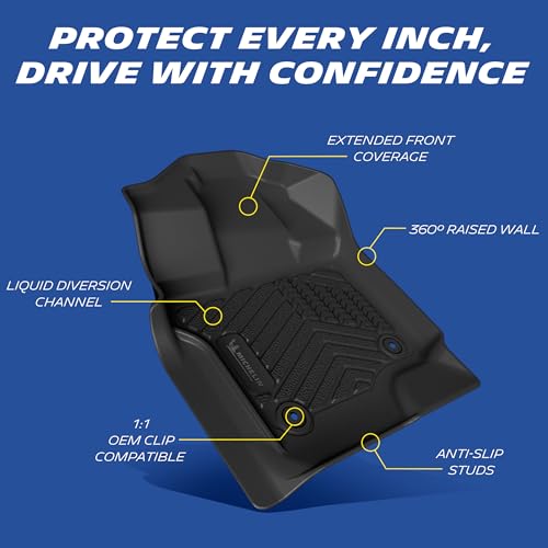 Image of Michelin Vehicle Mats for 2015-2026 Ford F150 /2022-2025 Lightning, 1st Row | Fit SuperCrew & Super Cab Carpet Floor, All-Weather TPE Custom Fit Floor Mats and Truck Liner, Non Slip Accessories, Premier