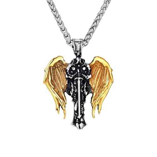 Collier épais homme qui ne se décolore pas avec pendentif ange