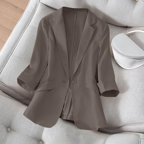 Women Blazer Trendy 3/4 Sleeve Blazers Casual Lapel Open Front Suit Jackets Business Corporate Outfits4